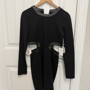 Staud Dolce Black Long Sleeve Dress with Cutout Details